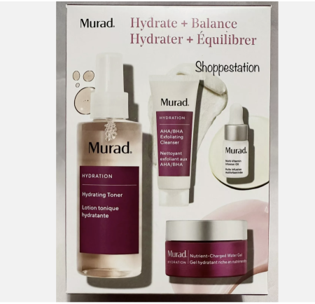 Murad Hydration 4 Pcs Set Toner Cleanser Infusion Oil Charged Water Gel